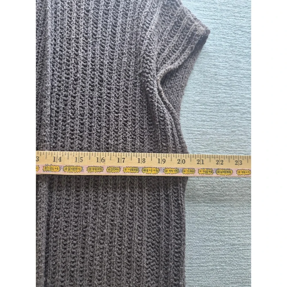 Free People Cardigan Sweater Vest Womens XL Brown Waffle Knit Open Front Winter